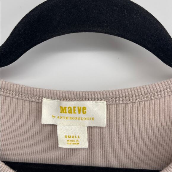 Maeve by Anthropologie faux leather detail ribbed scoop neck top sz S - Picture 6 of 7